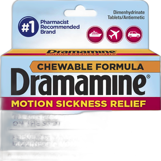 Dramamine Motion Sickness Relief Chewable Tablets, Orange Flavored, 8 Count (Pack of 2) DkT&Zr