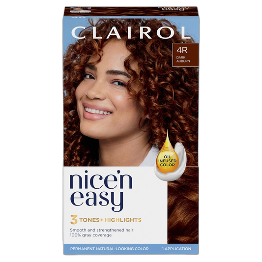 Clairol Nice'n Easy Permanent Hair Dye, 4R Dark Auburn Hair Color, Pack of 1