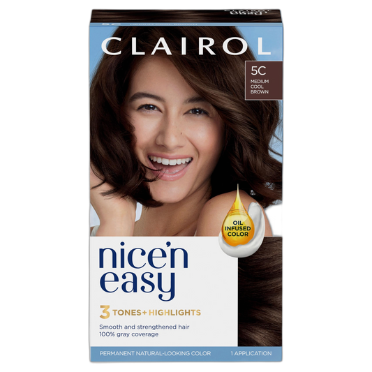 Clairol Nice'n Easy Permanent Hair Dye, 5C Medium Cool Brown Hair Color, Pack of 1