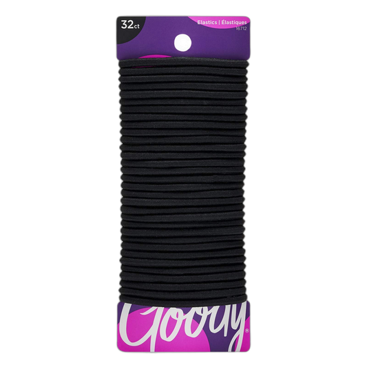 Goody Hair Women's Braided Hair Elastics Black 4mm for Medium Hair, 32 Count (Pack of 1)