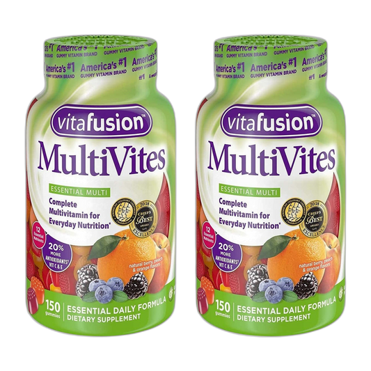 Vitafusion MultiVites Gummies Vitamins for Adults Berry, Peach and Orange - 150 ct, Pack of 2