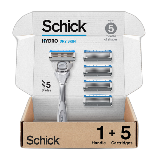 Schick Hydro Dry Skin Razor - 1 Handle with 5 Refills, 5 Blade Men's Razor