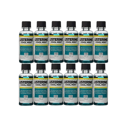Listerine Cool Mint Antiseptic Mouthwash for Bad Breath, Travel Size 3.2 oz - Pack of 12