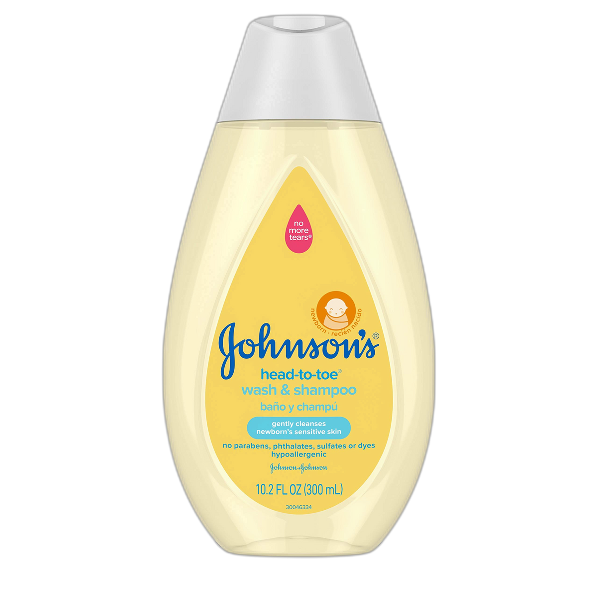 Johnson's Baby Head-to-Toe Gentle Baby Body Wash & Shampoo, Tear-Free, Sulfate-Free & Hypoallergenic Bath Wash & Shampoo for Baby's Sensitive Skin & Hair, Washes Away 99.9% of Germs 10.2 fl. oz