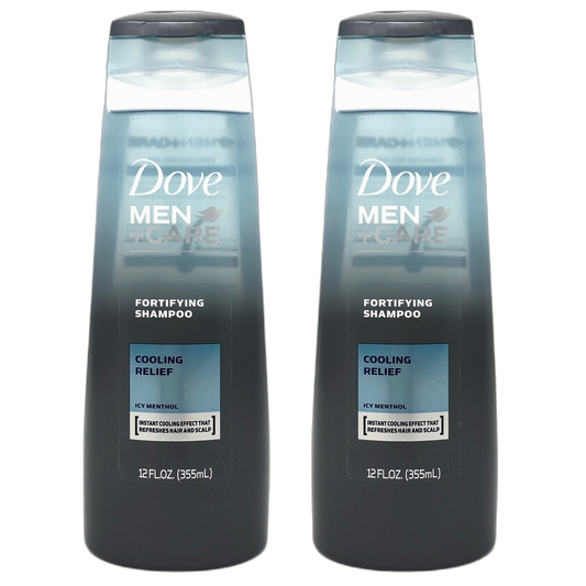 Dove Men + Care Fortifying Shampoo, Cooling Relief Icy Menthol, 12 Ounces (Pack of 2)