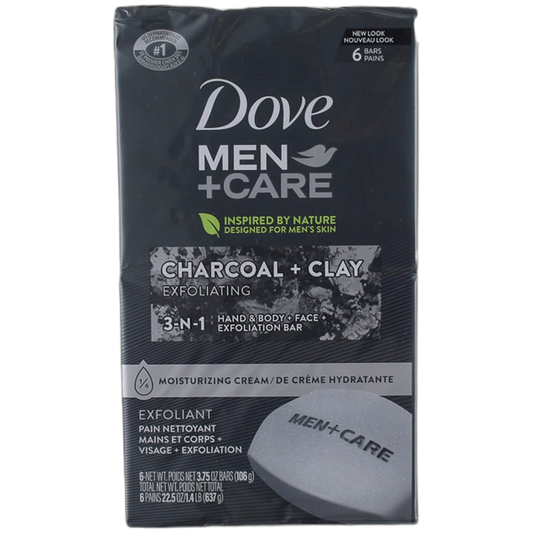 Dove Men+Care Elements Body and Face Bar Charcoal + Clay 4 oz 6 Bars
