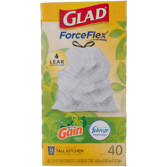 Gain Glad 13 gal. Trash Bags Drawstring 40 pk