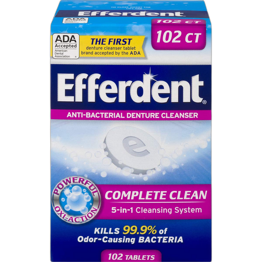 Efferdent Denture Cleanser Tablets, Complete Clean, 102 Tablets