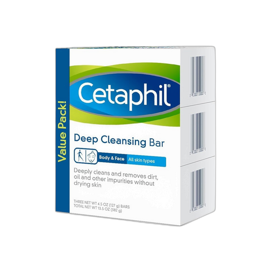 Cetaphil Deep Cleansing Face & Body Bar for All Skin Types, 3 Count