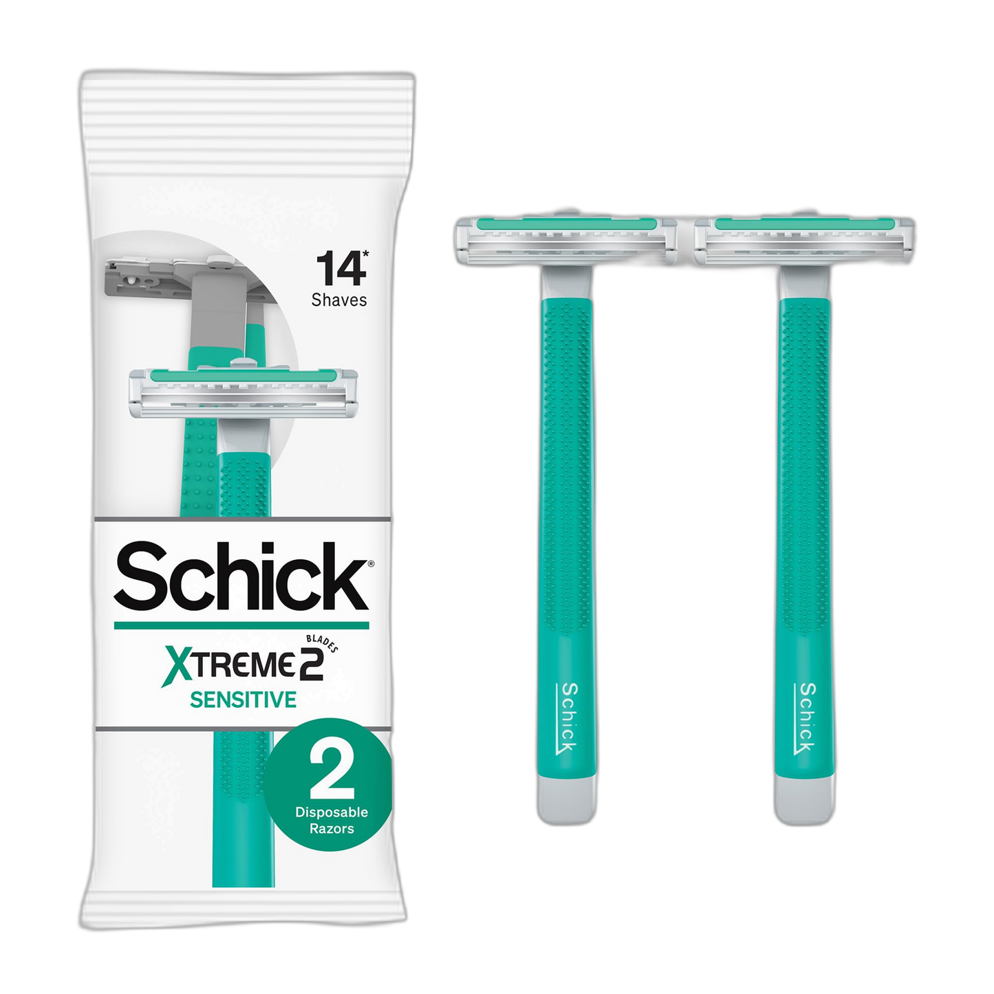Schick Xtreme 2 Sensitive Razor — Disposable Razors Men, Razors for Men Sensitive Skin, 2ct (Pack of 36) - 72 Total Razors