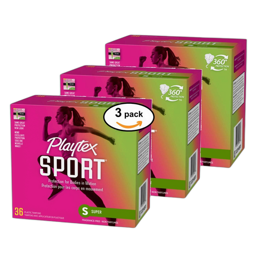 Playtex Super Absorbency Sport Tampons, Unscented, 36 count (Pack of 3)