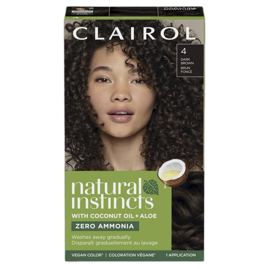 Clairol Natural Instincts Demi-Permanent Hair Dye, 4 Dark Brown Hair Color, Pack of 1
