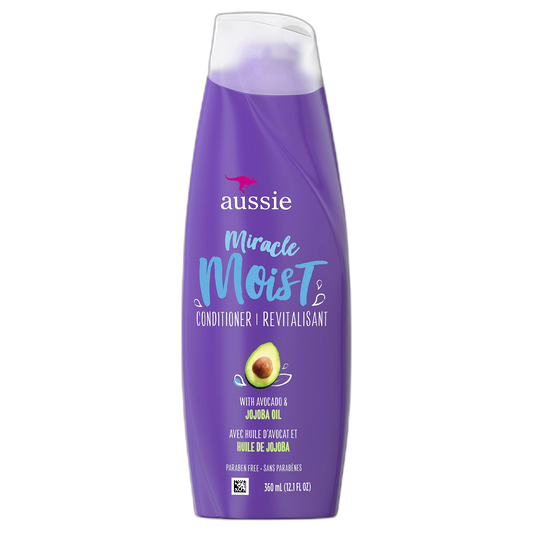Aussie Paraben-Free Miracle Moist Conditioner w/Avocado & Jojoba Oil For Dry Hair, 12.1 fl oz