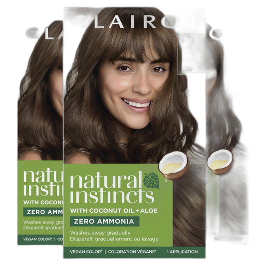 Clairol Natural Instincts Demi-Permanent Hair Dye, 6A Light Cool Brown Hair Color, Pack of 3