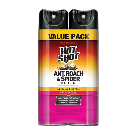 Hot Shot Ant, Roach & Spider Killer, 17.5 Ounces, Kills Roaches and Listed Ants on Contact, Indoor & Outdoor Insecticide Spray, Twin Pack