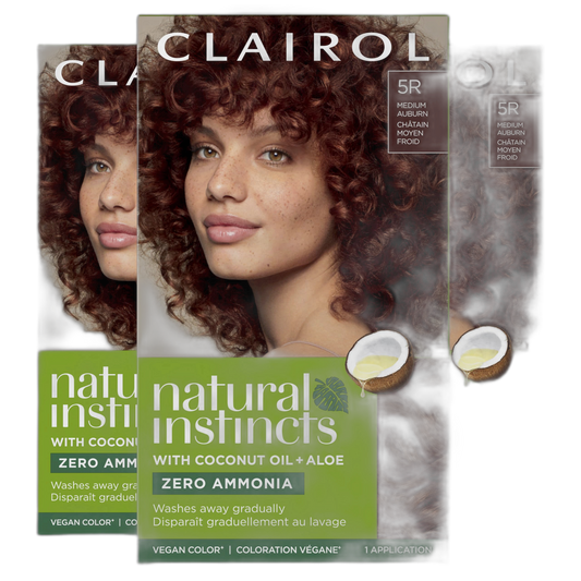 Clairol Natural Instincts Demi-Permanent Hair Dye, 5R Medium Auburn Hair Color, Pack of 3