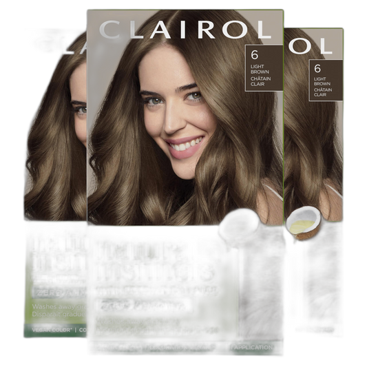 Clairol Natural Instincts Demi-Permanent Hair Dye, 6 Light Brown Hair Color, Pack of 3