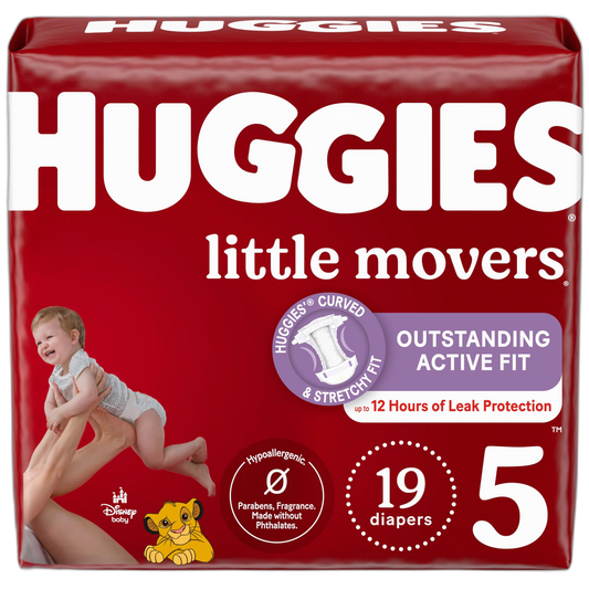 Huggies Size 5 Diapers, Little Movers Baby Diapers, Size 5 (27+ lbs), 19 Count