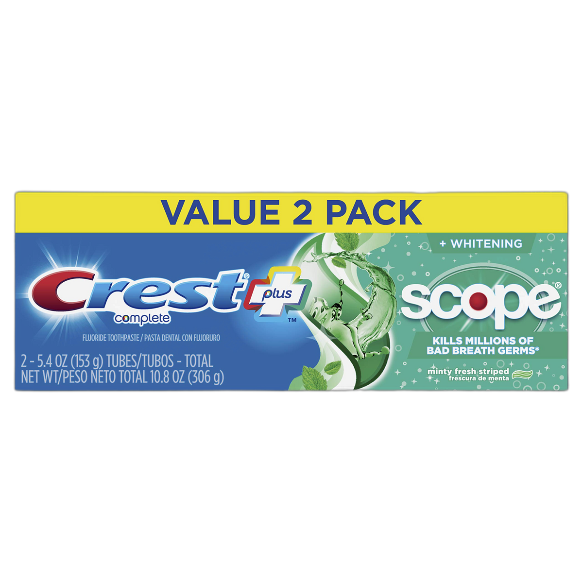 Crest Plus Scope Complete Whitening Toothpaste, Minty Fresh, 5.4 Ounce