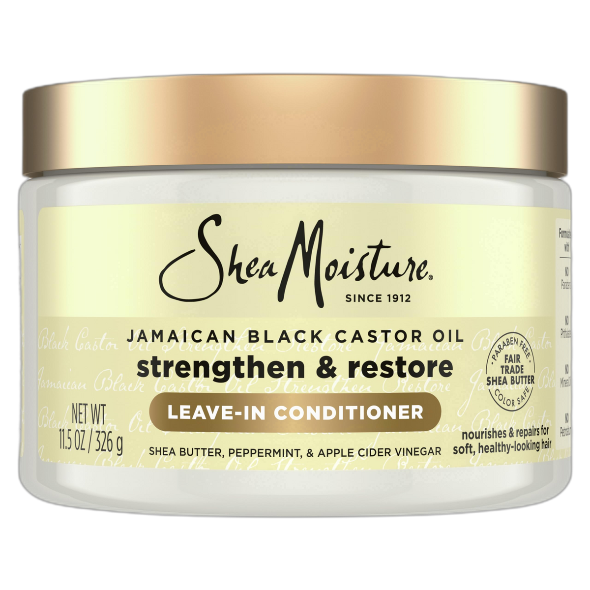 SheaMoisture Jamaican Black Castor Oil Leave In Conditioner Pure Jamaican Black Castor Oil For Damaged Hair to Soften and Detangle Hair 11.5 oz