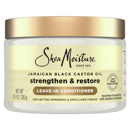 SheaMoisture Jamaican Black Castor Oil Leave In Conditioner Pure Jamaican Black Castor Oil For Damaged Hair to Soften and Detangle Hair 11.5 oz