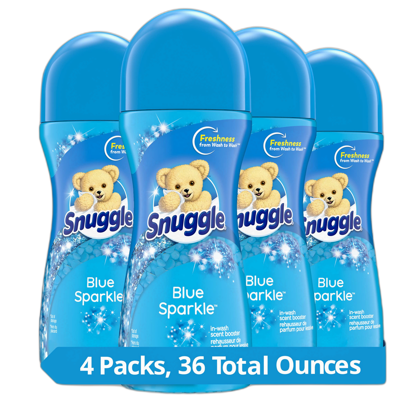 Snuggle Scent Shakes in-Wash Scent Booster Beads, Blue Sparkle, 9 Ounce (Pack of 4)