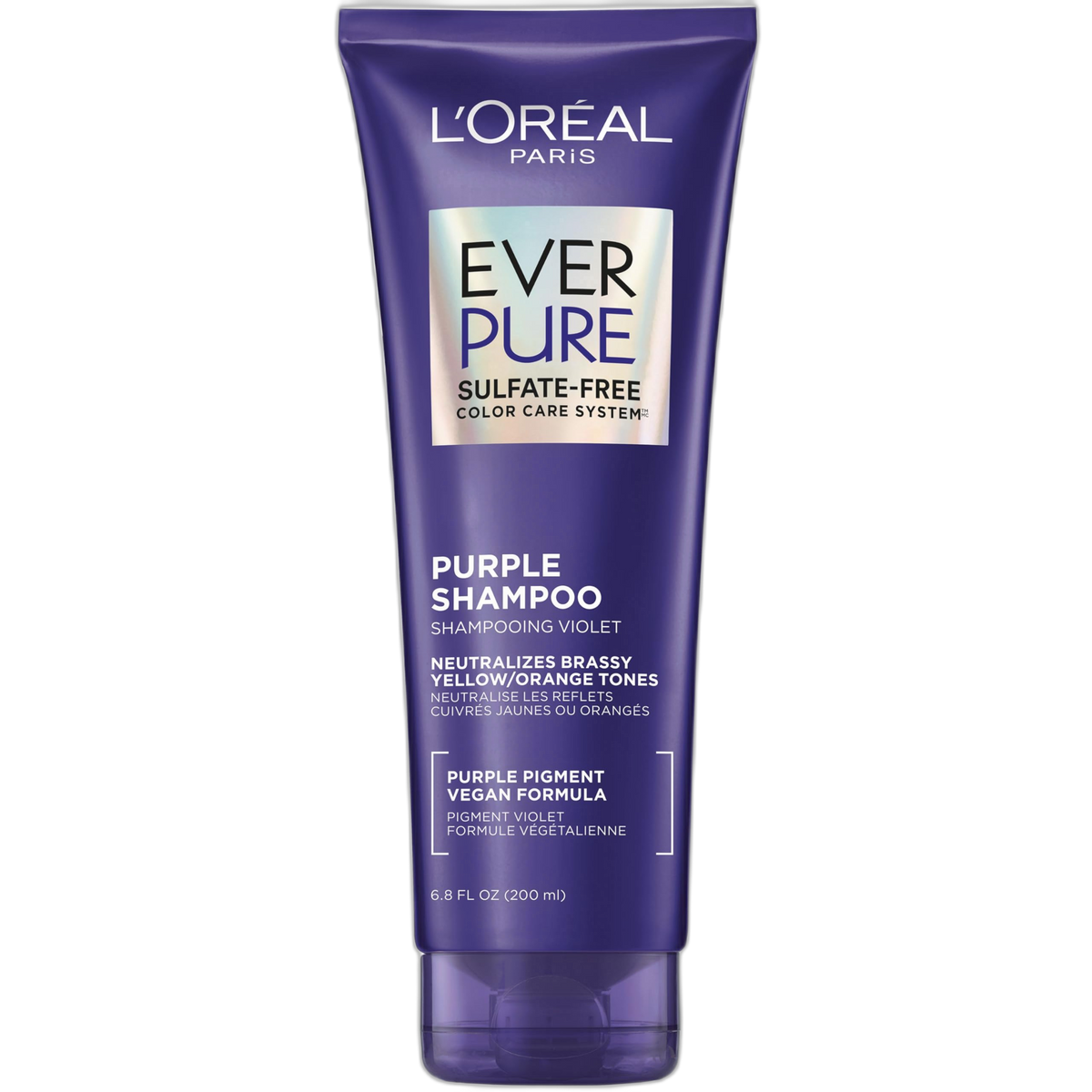 L’Oreal Paris Sulfate Free Brass Toning Purple Shampoo for Blonde, Bleached, Silver, or Brown Highlighted Hair, EverPure, 6.8 Fl Oz (Packaging May Vary)