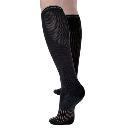 Copper Fit Unisex-Adult's 2.0 Easy-Off Knee High Compression Socks, black, Small/Medium