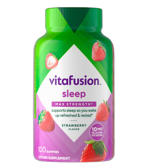 vitafusion Max Strength 10 mg Melatonin Gummies, Strawberry Flavored, Adult Melatonin Gummy Vitamin Supplement, 100 Count, 50 Day Supply