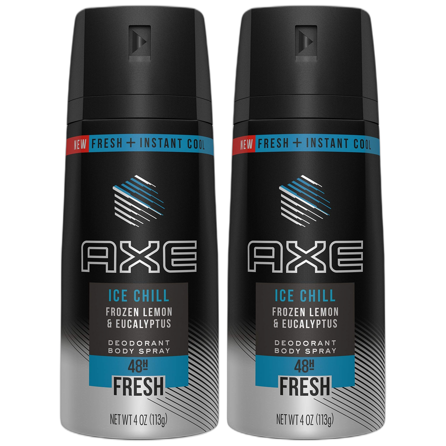 Axe Deodorant Body Spray - Ice Chill - Frozen Lemon & Eucalyptus - Net Wt. 4 OZ (113 g) Per Can - Pack of 2 Cans