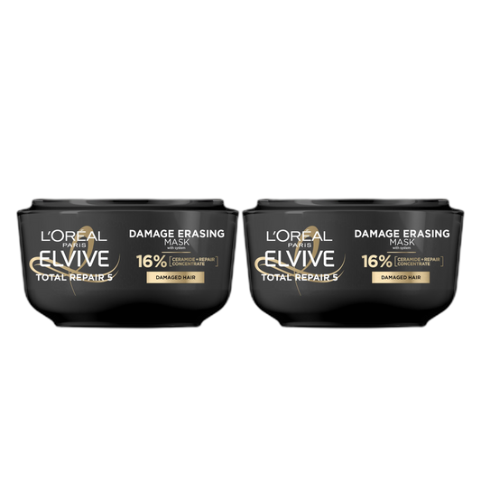 L'Oreal Paris Hair Care Elvive Total Repair 5 Damage Erasing Balm, Conditioning Hair Mask for Damaged Hair, with Almond and Protein, 8.5 fl; oz, (Pack of 2)