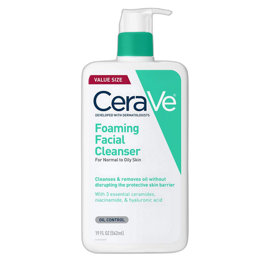 CeraVe Foaming Facial Cleanser, Daily Face Wash for Oily Skin, Hyaluronic Acid + Ceramides + Niacinamide, Fragrance Free & Paraben Free, Non-Drying Oil Control Face Wash, 19 Fluid Ounce