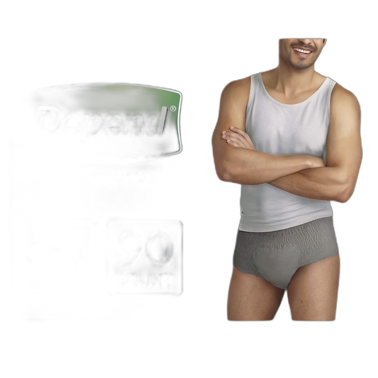 Depend FIT-FLEX Incontinence Underwear for Men, Maximum Absorbency, Disposable, S/M, Grey, (Packaging May Vary), 30 Count (Pack of 3)