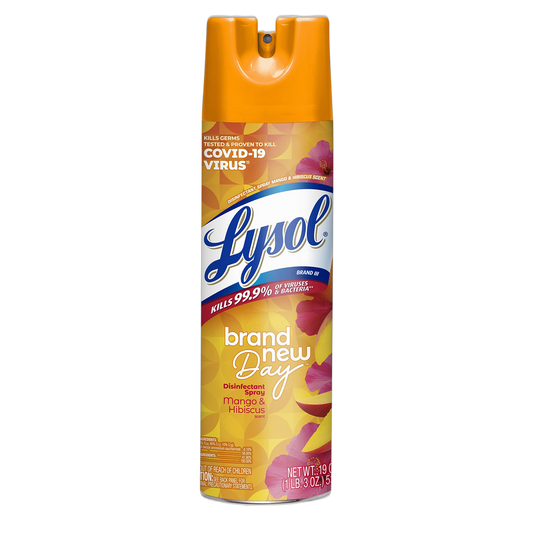 Lysol Disinfectant Spray, Sanitizing and Antibacterial Spray, For Disinfecting and Deodorizing, Mango & Hibiscus Scent, 19 Fl Oz