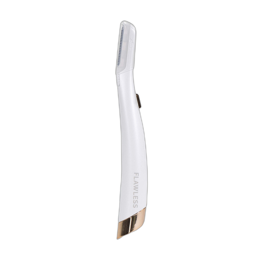 Finishing Touch Flawless Dermaplane Glo Lighted Facial Exfoliator - Non-Vibrating and Includes 6 Replacement Heads, White/Rose Gold