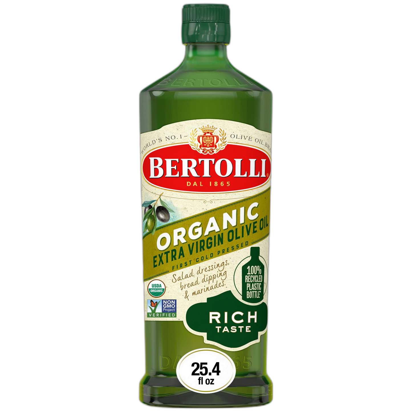 Bertolli Organic Extra Virgin Olive Oil, Rich Taste, 25.36 fl oz