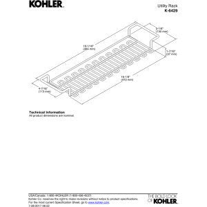 KOHLER K-6429-ST Vault/Strive Utility Rack, Stainless Steel, 1-Pack