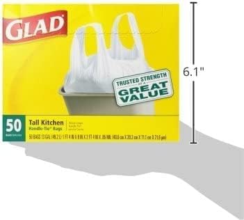 Glad Tall Kitchen Handle-Tie Trash Bags 13 Gallon White 50.0 ea (pack of 2)