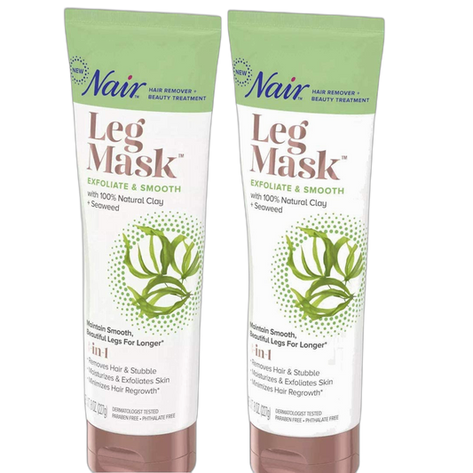 Nair Leg Mask Clay Exfoliate & Smooth 8 Ounce Tube (Pack of 2)