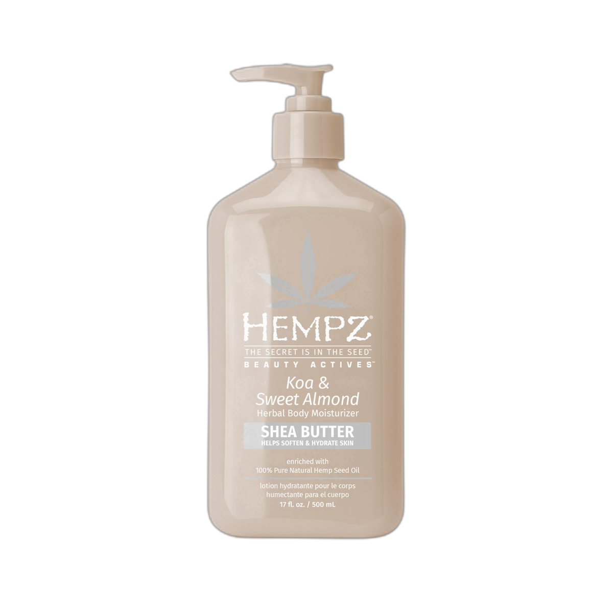 Hempz Smoothing Herbal, Koa & Sweet Almond Body Moisturizer, 17 Fl Oz (Pack of 1), Pink