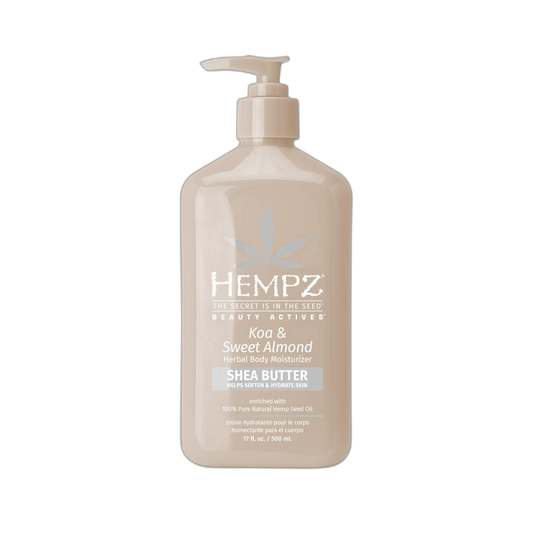 Hempz Smoothing Herbal, Koa & Sweet Almond Body Moisturizer, 17 Fl Oz (Pack of 1), Pink