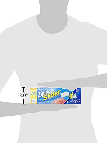 Ziploc Slider Bag Freezer, Quart, 15-Count (Pack of 3)