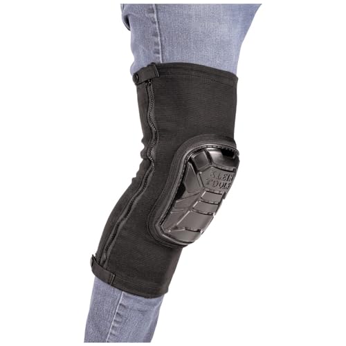 Klein Tools 60850 Tough-Flex Knee Sleeves for Work, Construction, Low-Profile Sleeve with Zipper, Gel-Like Foam, Black, XL/XXL