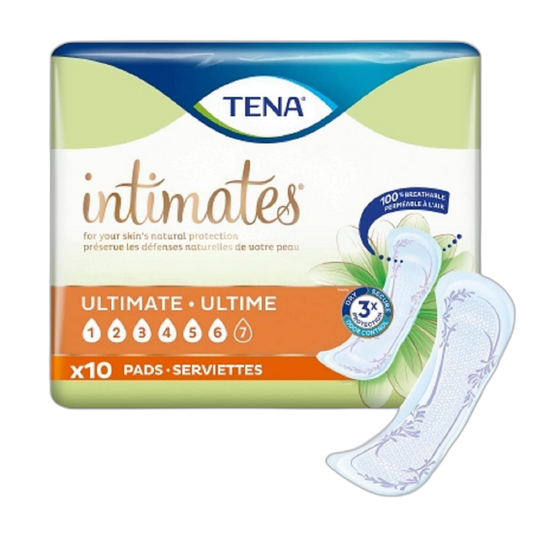 TENA Intimates Ultimate Bladder Control Pad 16 Inch Length Heavy Absorbency Dry-Fast Core One Size Fits Most Female Disposable, 54427 - Pack of 10