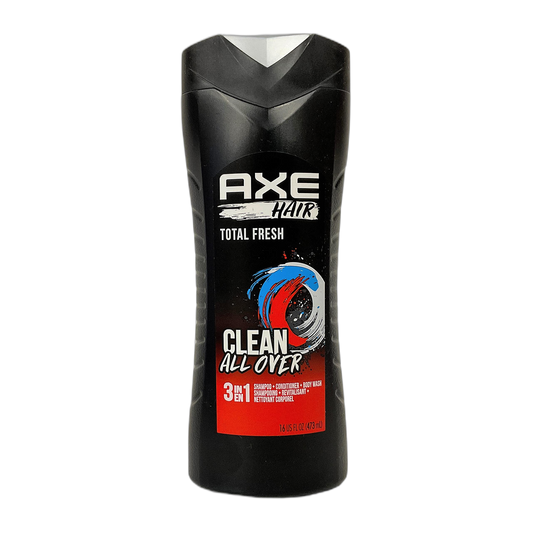 Axe Hair 3 in 1 - Total Fresh - Shampoo + Conditioner + Body Wash - Net Wt. 16 FL OZ (473 mL) Per Bottle - Pack of 3 Bottles