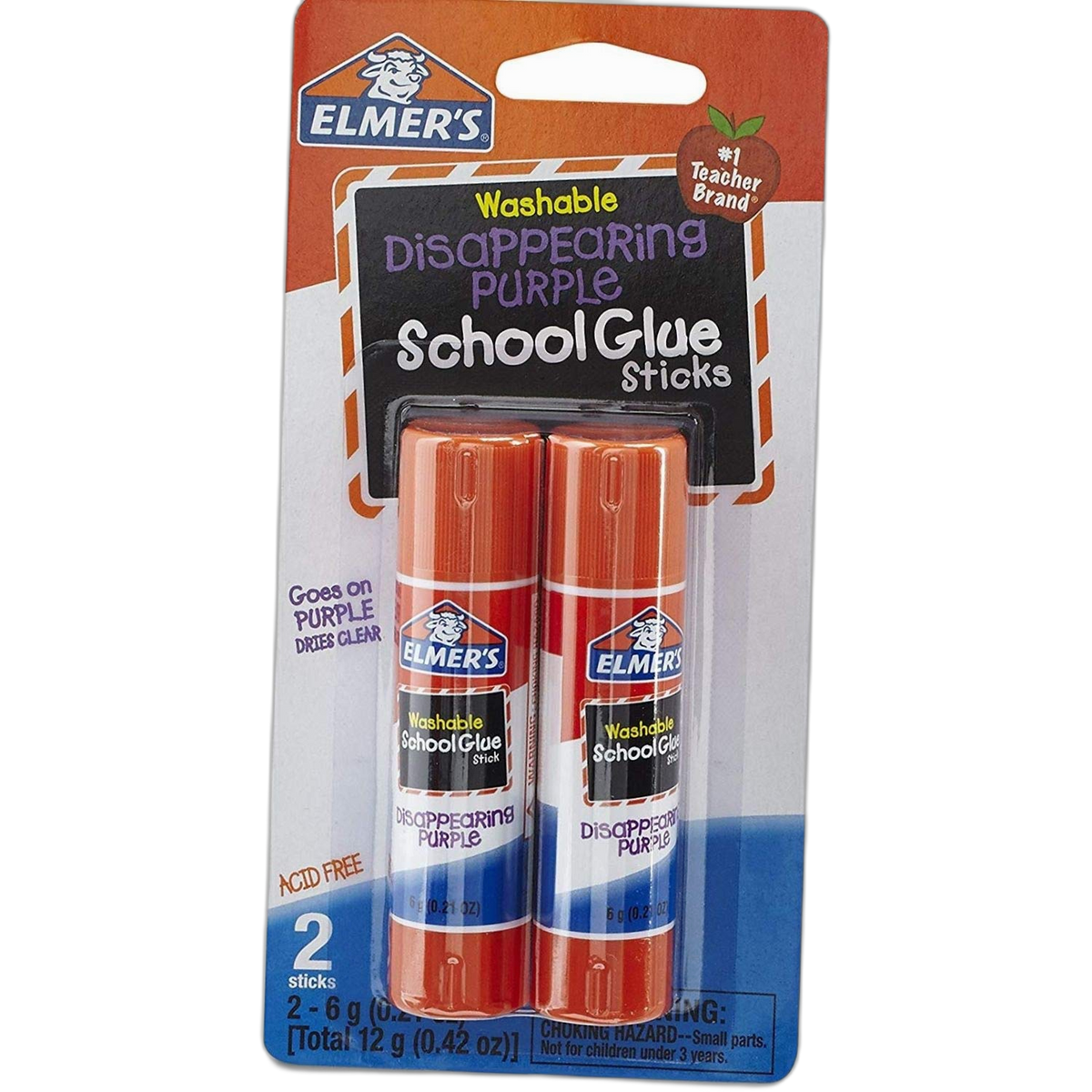 Elmer's Disappearing Purple School Glue Sticks, 0.21 oz, Pack of 2 (E522) (New Version)