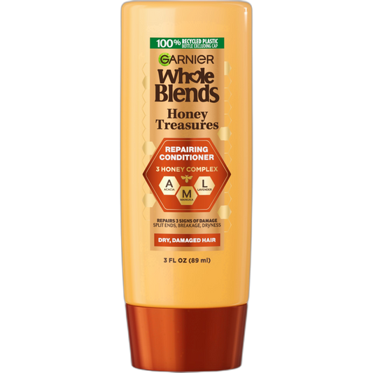 Garnier Whole Blends Honey Treasures Repairing Conditioner, for Dry, Damaged Hair, 3 Fl Oz (Travel Size), 1 Count (Packaging May Vary)