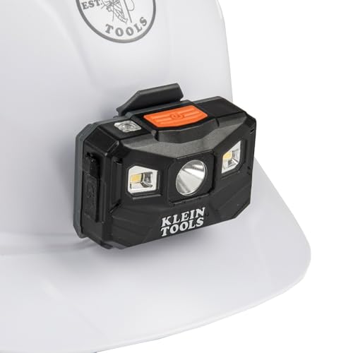 Klein Tools 56048 Rechargeable LED Headlamp, Adjustable Fabric Strap, 400 lms, All-Day Runtime, for Work, Running, Outdoor Hiking