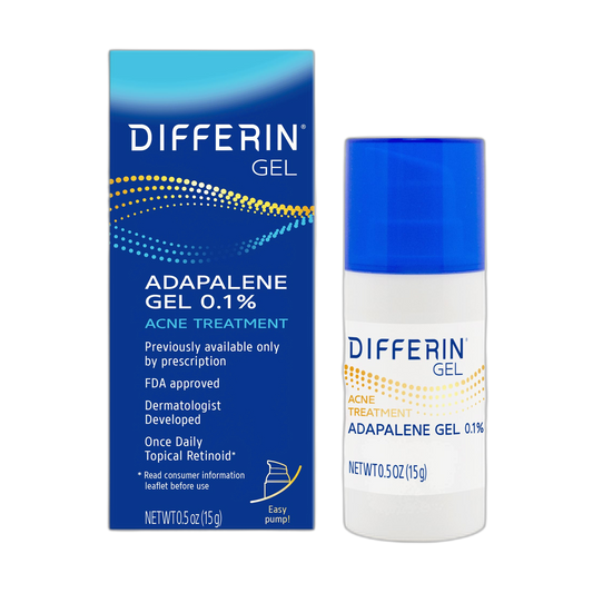 Differin Acne Treatment Gel, 30 Day Supply, Retinoid Treatment for Face with 0.1% Adapalene, Gentle Skin Care for Acne Prone Sensitive Skin, 15g Pump (Packaging May Vary)