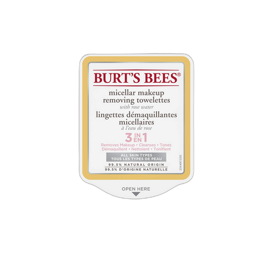 Face Wipes, Burt's Bees Facial Cleansing, Makeup Remover Towelettes with Rose Water, 3 in 1 Hydrating Micellar Cleanser, 30 Count